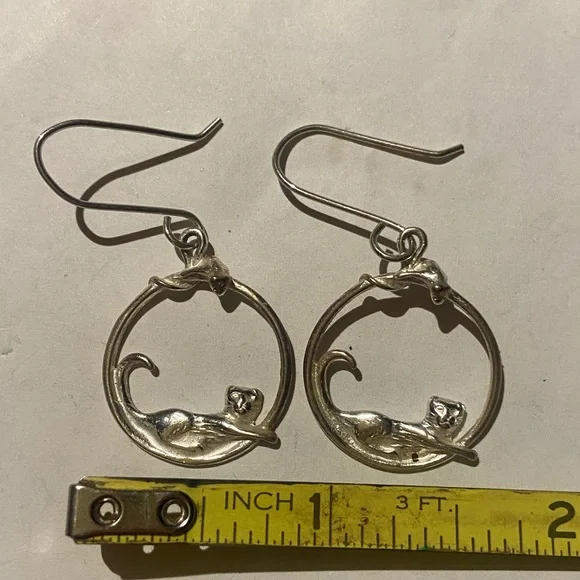 Sterling silver cat earrings - Picture 3 of 4